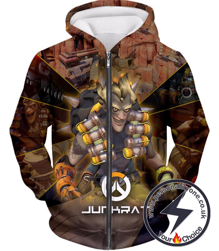 Overwatch Game Defense Hero Junkrat Zip Up Hoodie